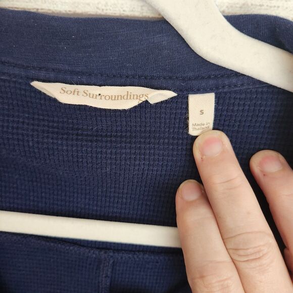 Soft Surroundings Take Two Waffle kinit Tunic Small Blue fall 100% cotton top - Picture 4 of 8